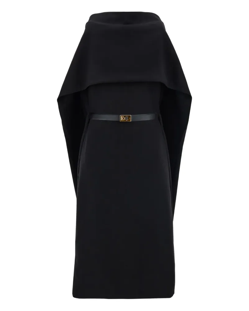 Ferragamo Midikleid mit Schalkragen - Schwarz Schwarz
