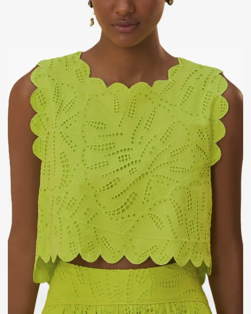 FARM Rio scalloped broderie-anglaise top - Grün Grün