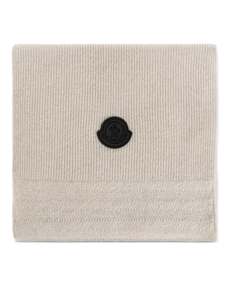 Moncler logo-patch ribbed-knit scarf - Nude Nude