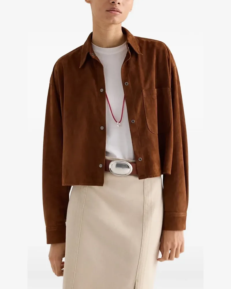 TWP Little Big Joe leather shirt jacket - Braun Braun