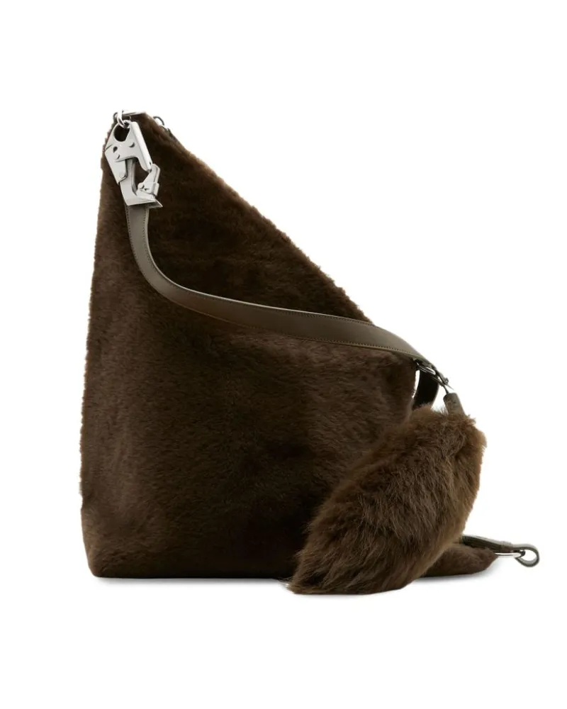 Burberry Mittelgroße Knight Shearling-Beuteltasche - Braun Braun