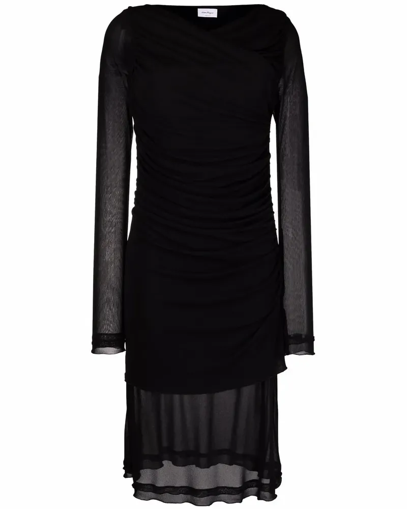 Ferragamo Drapiertes Midikleid - Schwarz Schwarz
