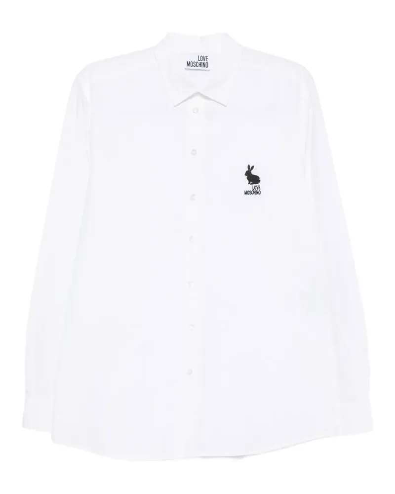 Moschino rabbit-patch poplin shirt - Weiß Weiß