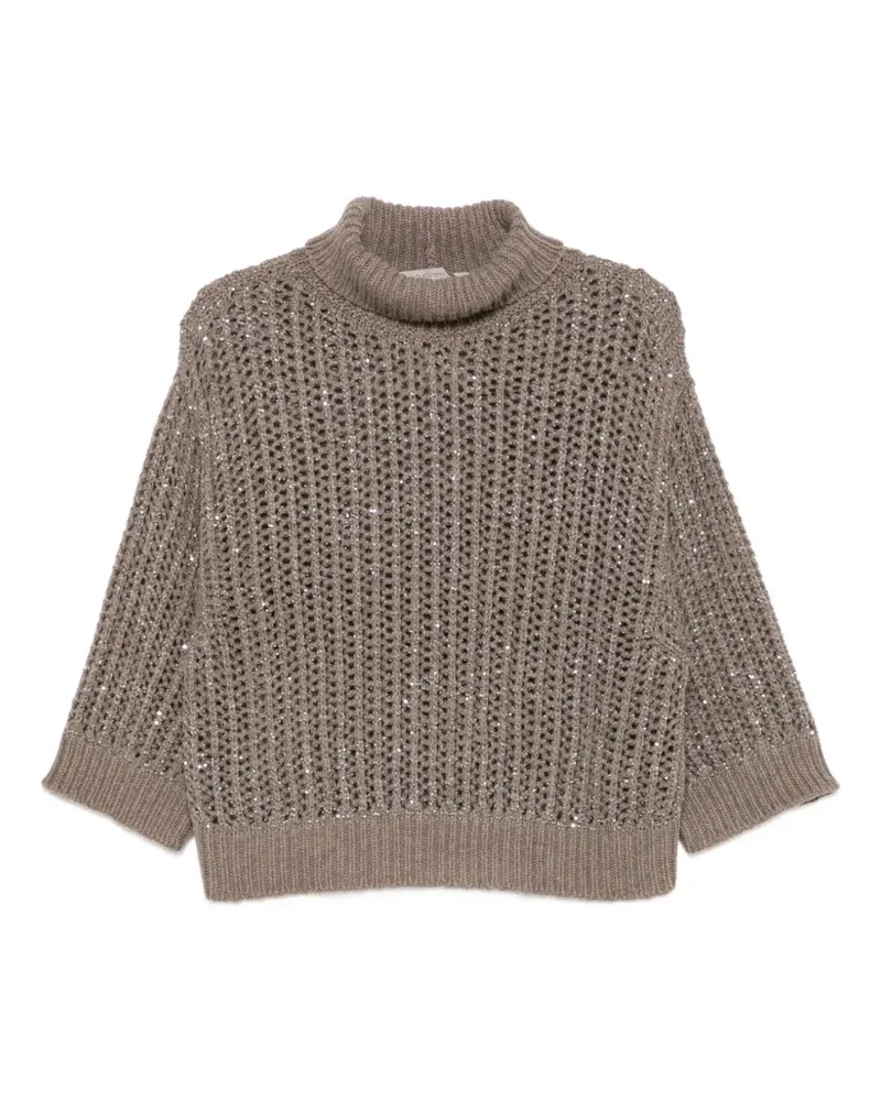 D.EXTERIOR Pullover mit Pailletten - Braun Braun