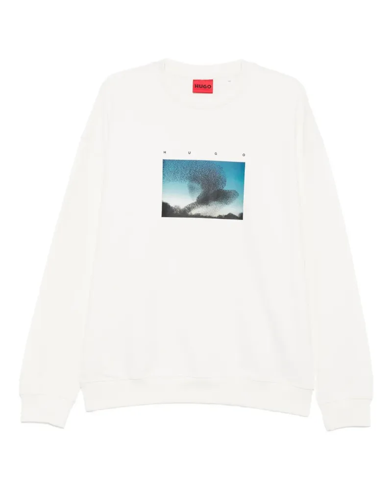 HUGO BOSS Sweatshirt mit grafischem Print - Weiß Weiß