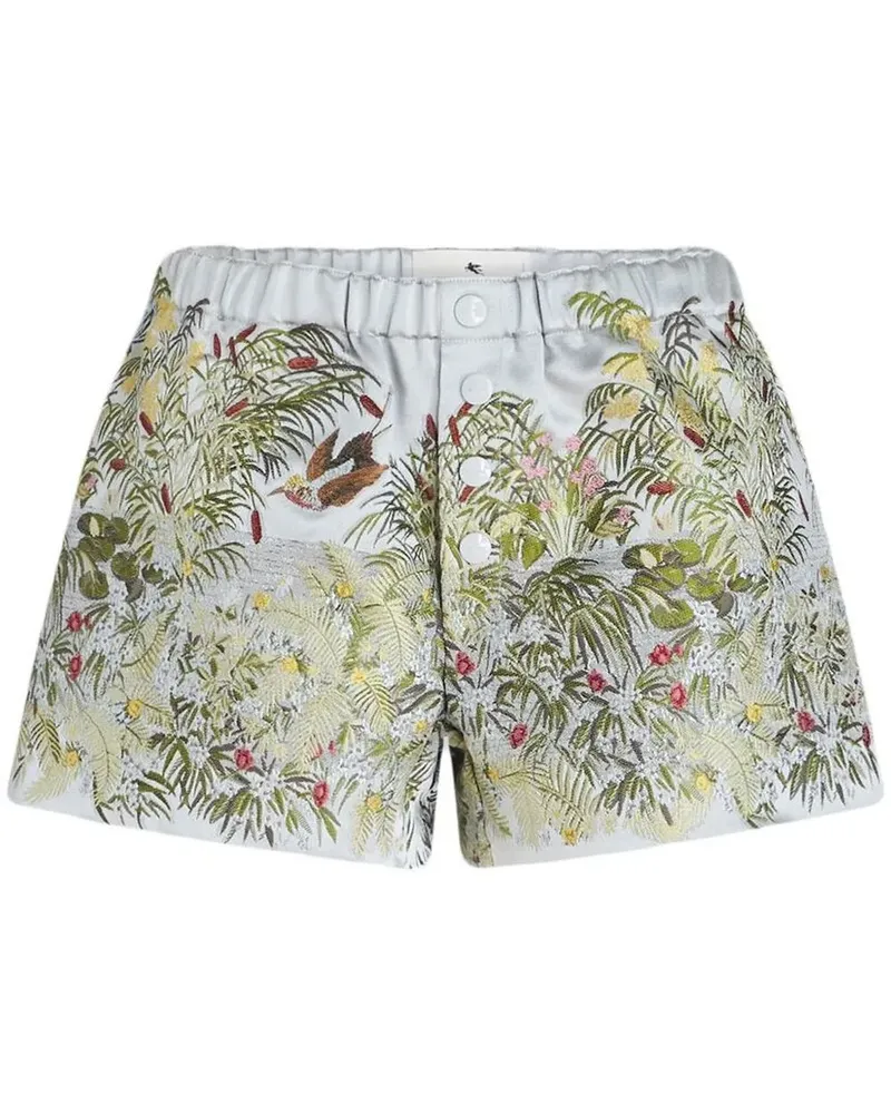 Etro Bestickte Shorts aus Satin - Grau Grau