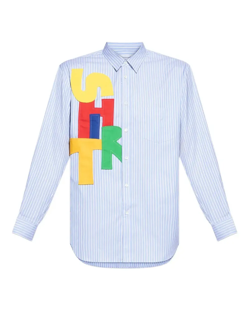 Comme des Garçons striped appliqué shirt - Blau Blau