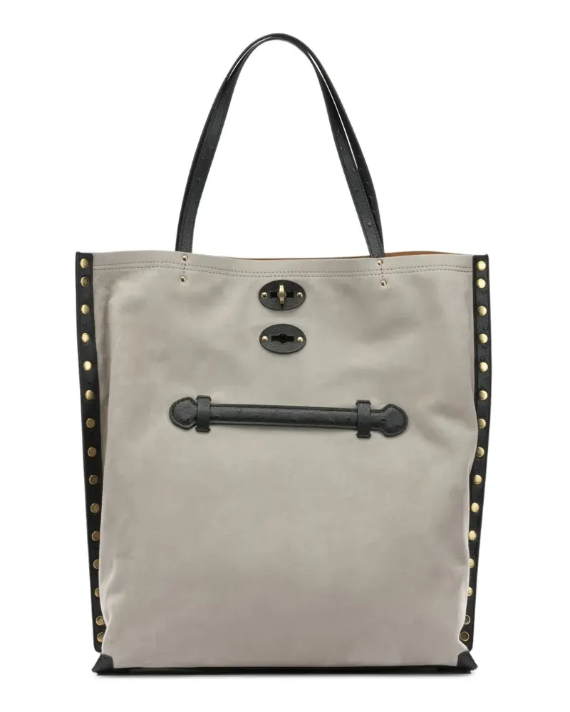 Zanellato medium A'spasso® stud-embellished suede tote bag - Grau Grau