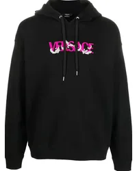 Versace Hoodie mit Logo-Stickerei Schwarz