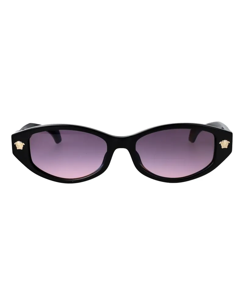 Versace Sonnenbrille mit ovalem Gestell - Schwarz Schwarz