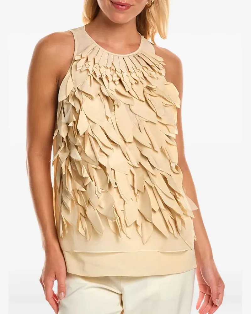Brunello Cucinelli Bluse mit plissierten Blumen - Nude Nude