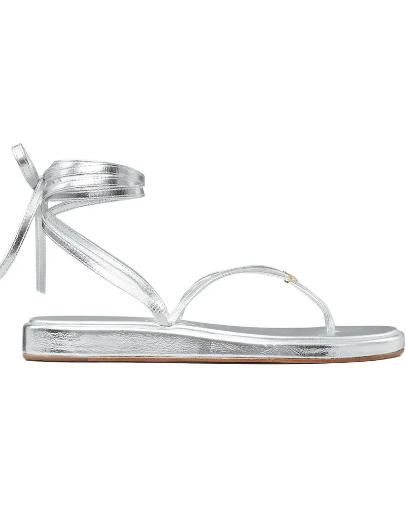 Tory Burch Capri Riemensandalen im Metallic-Look - Silber Silber
