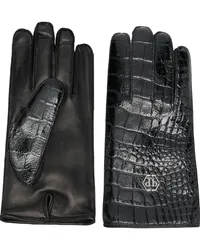 Philipp Plein Handschuhe mit Kroko-Effekt Schwarz