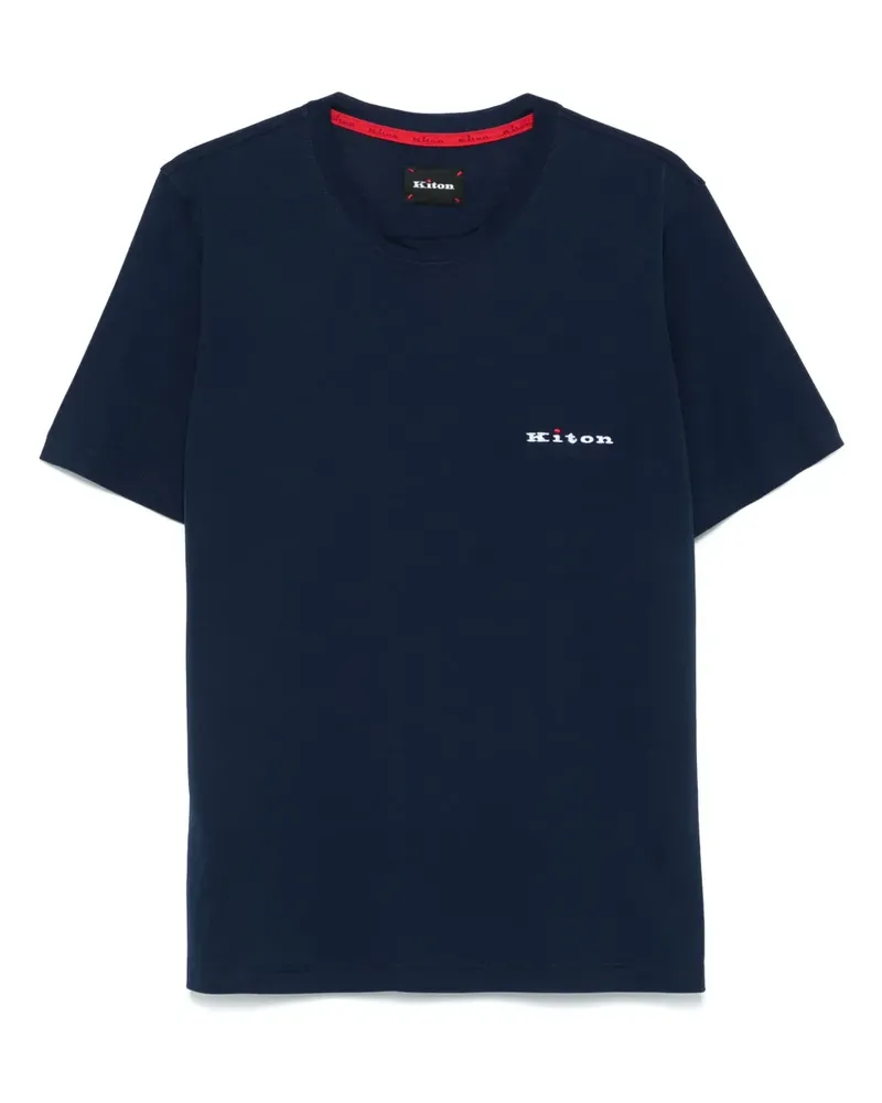 Kiton T-Shirt mit Logo-Stickerei - Blau Blau