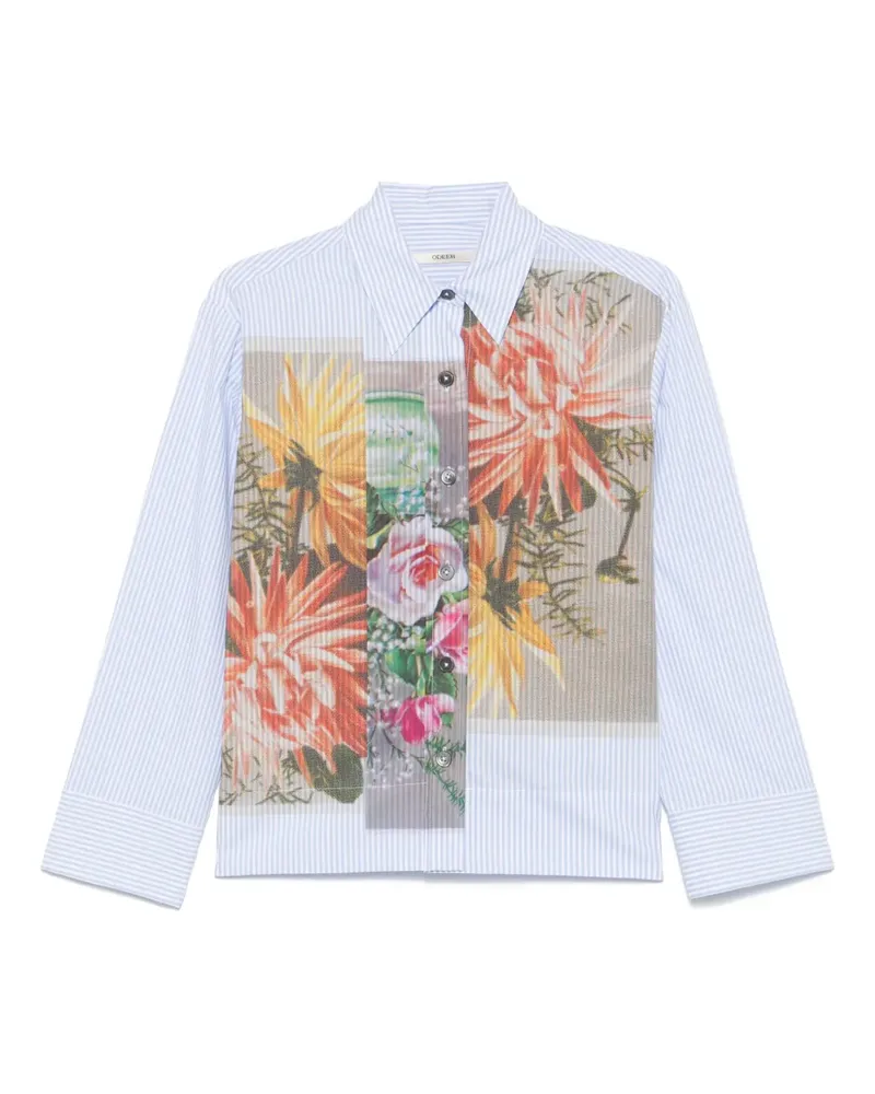 ODEEH Hemd mit Blumen-Print - Blau Blau