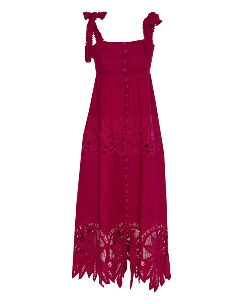 FARM Rio Midikleid mit Spitzendetail - Rosa Rosa