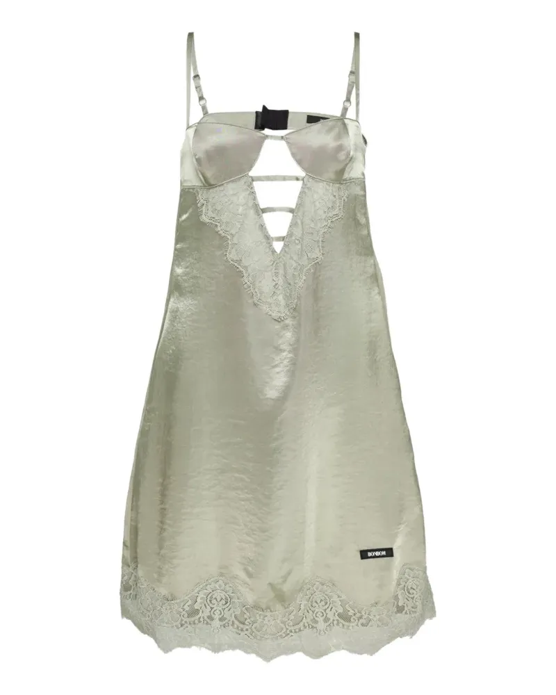 BONBOM lace-trim mini dress - Grün Grün