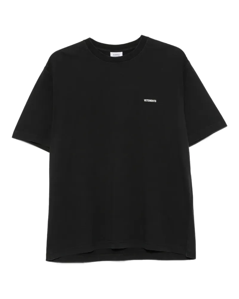 VETEMENTS Kurzärmeliges T-Shirt mit Logo-Print - Schwarz Schwarz