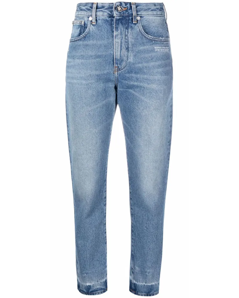 OFF-WHITE Cropped-Jeans mit Logo - Blau Blau