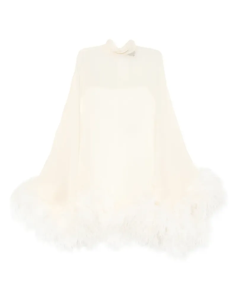 Taller Marmo Stehkragen-Minikleid mit Federdetail - Nude Nude