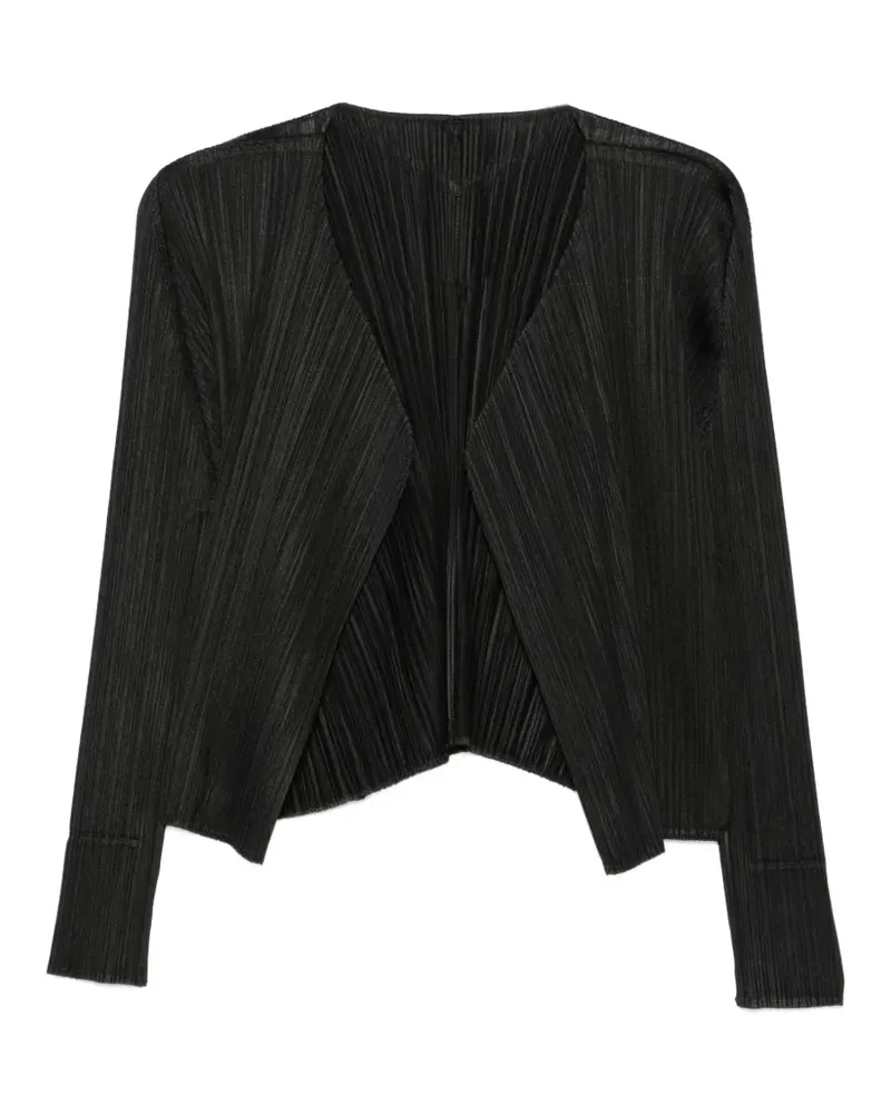 Issey Miyake Plissierter Cardigan mit V-Ausschnitt - Schwarz Schwarz