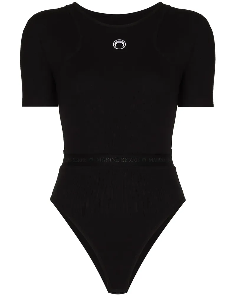Marine Serre Bestickter Body - Schwarz Schwarz