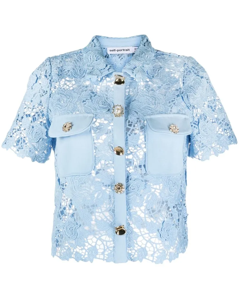 Self-Portrait Ungefüttertes Hemd mit Kordelspitze - Blau Blau