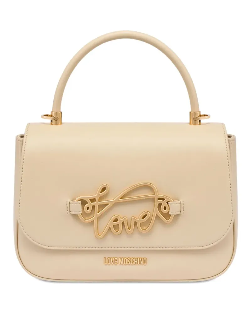 Moschino Schultertasche mit Logo-Schild - Nude Nude