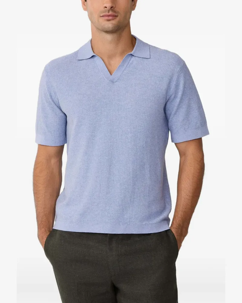 Hackett Strukturiertes Riviera Poloshirt - Blau Blau