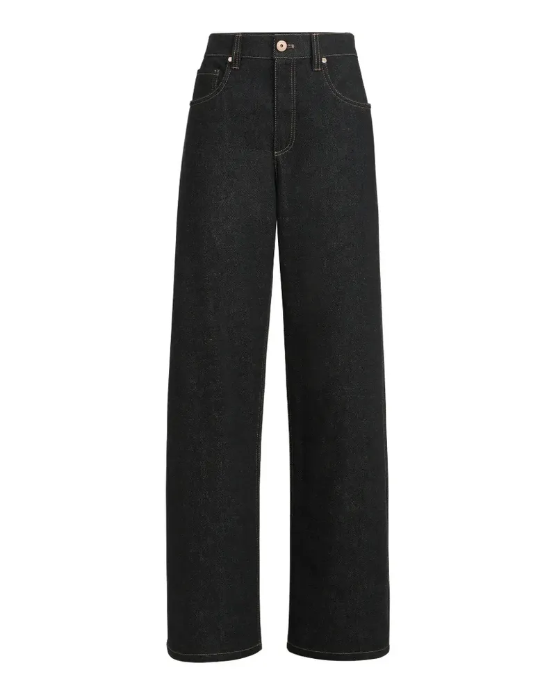 Brunello Cucinelli no-fade denim loose barrel trousers with monili - Blau Blau
