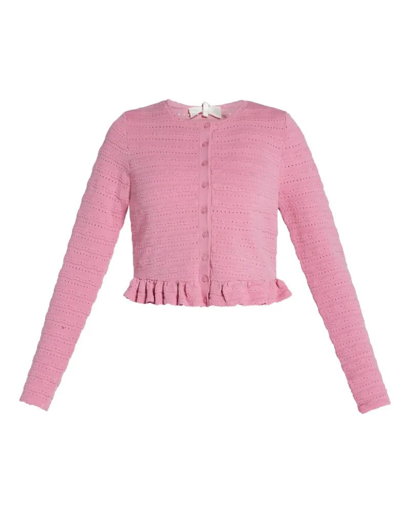 LoveShackFancy Cardigan mit Rüschensaum - Rosa Rosa