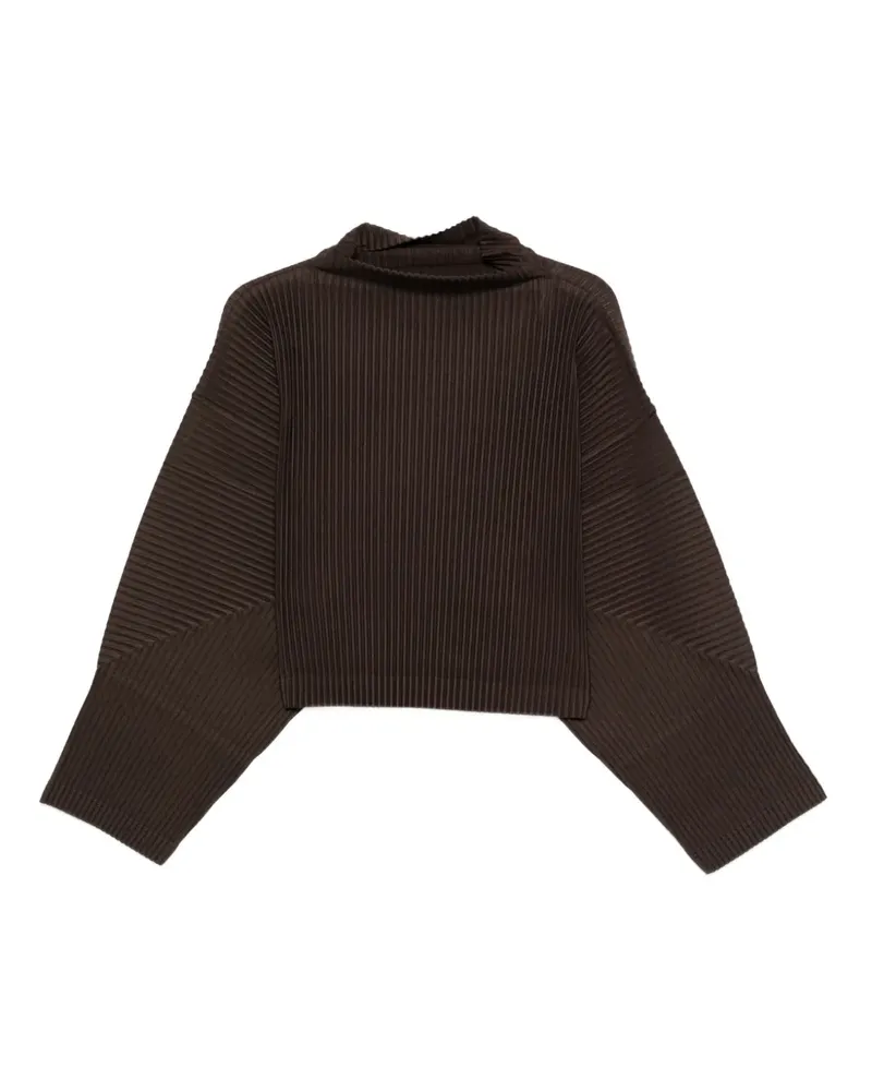 Issey Miyake Plissiertes MC June T-Shirt mit Stehkragen - Braun Braun