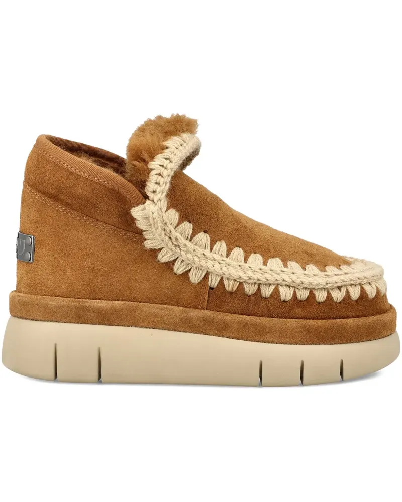 Mou Bounce braided-trim suede ankle boots - Braun Braun