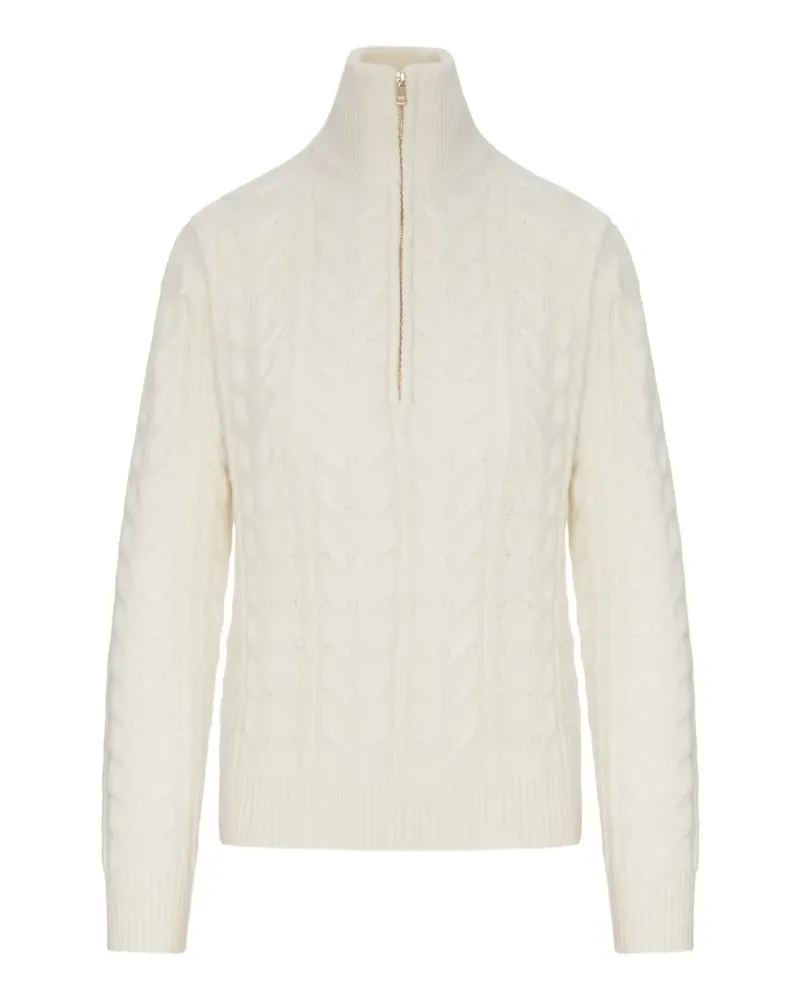 Max Mara Pullover mit Zopfmuster und Viertelreißverschluss - Nude Nude