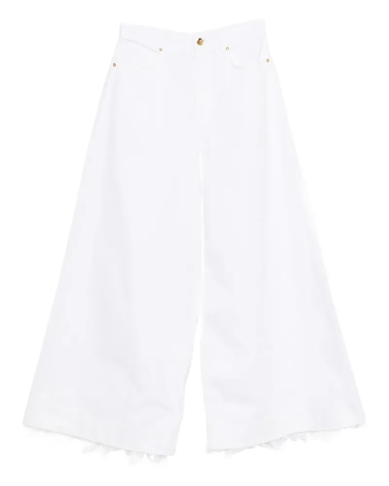 Alberta Ferretti High-Waist-Jeans mit Blumenstickerei - Weiß Weiß