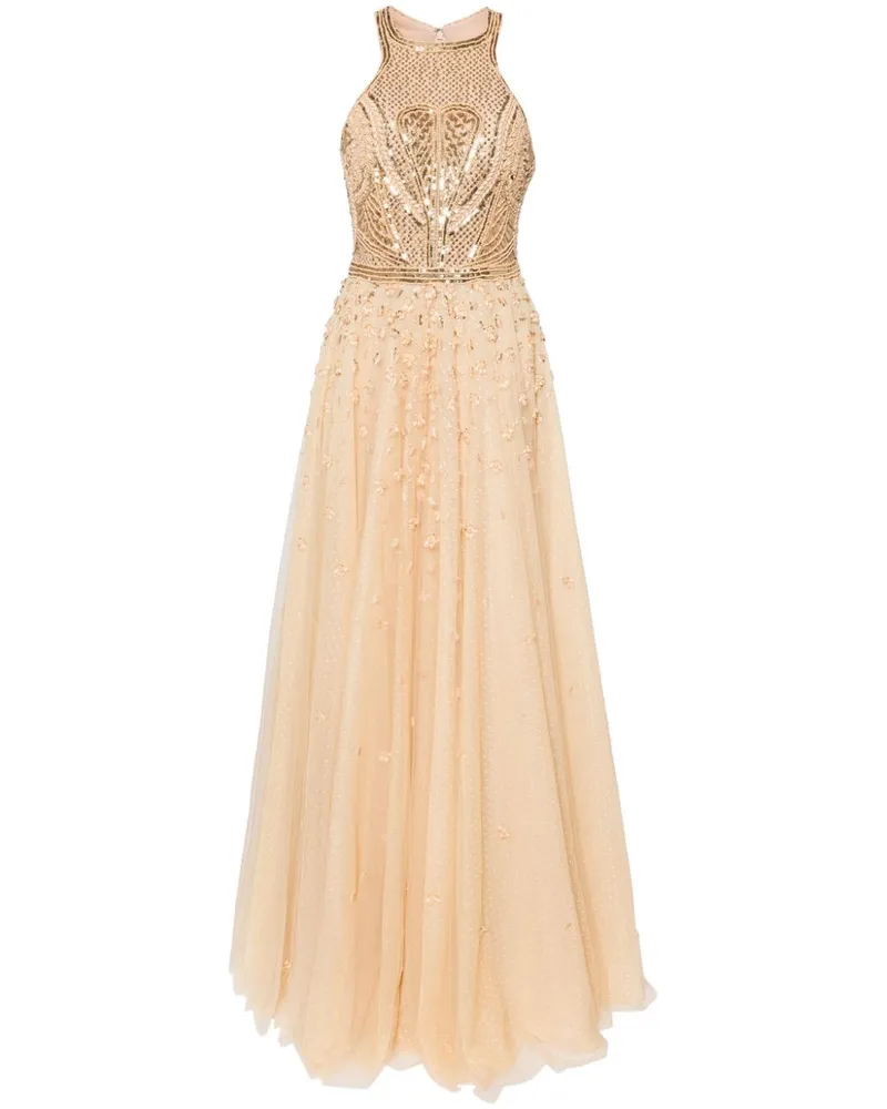 Saiid Kobeisy Neckholder-Abendkleid mit Perlen - Gold Gold