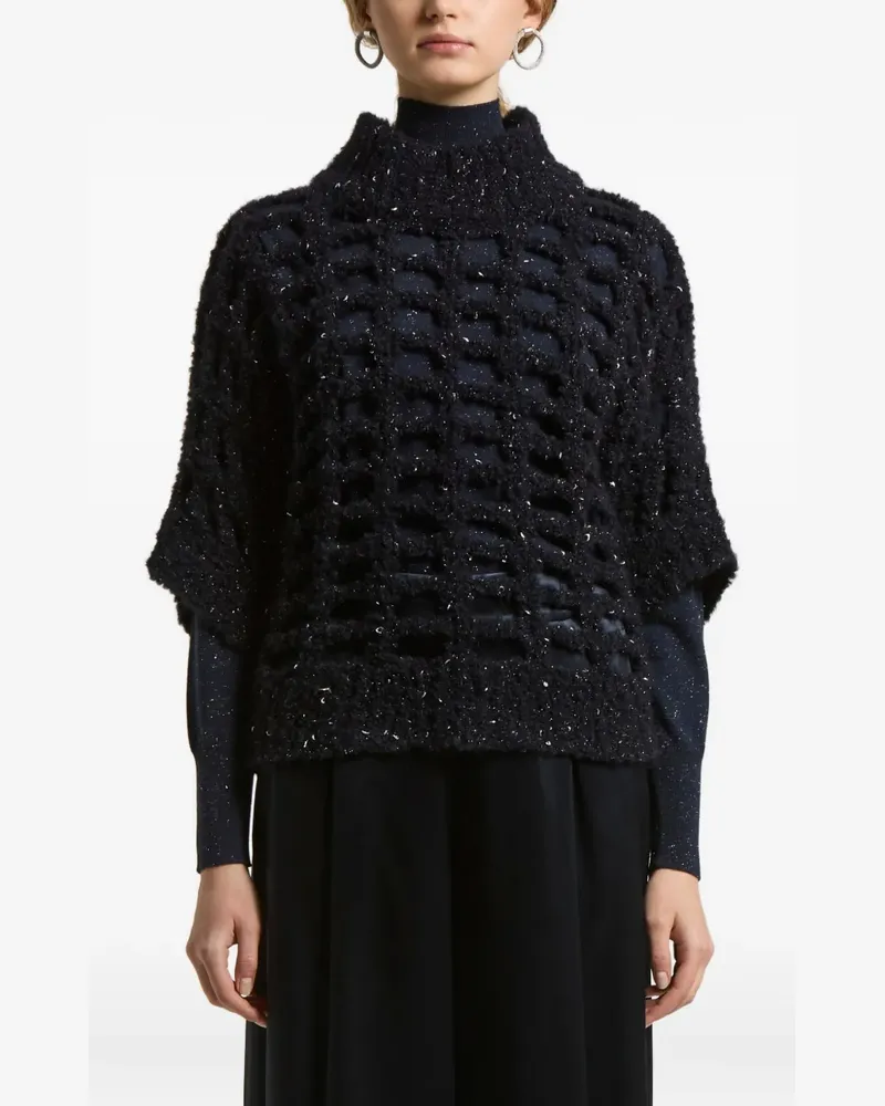 Peserico high-neck grid cut-out sweater - Schwarz Schwarz