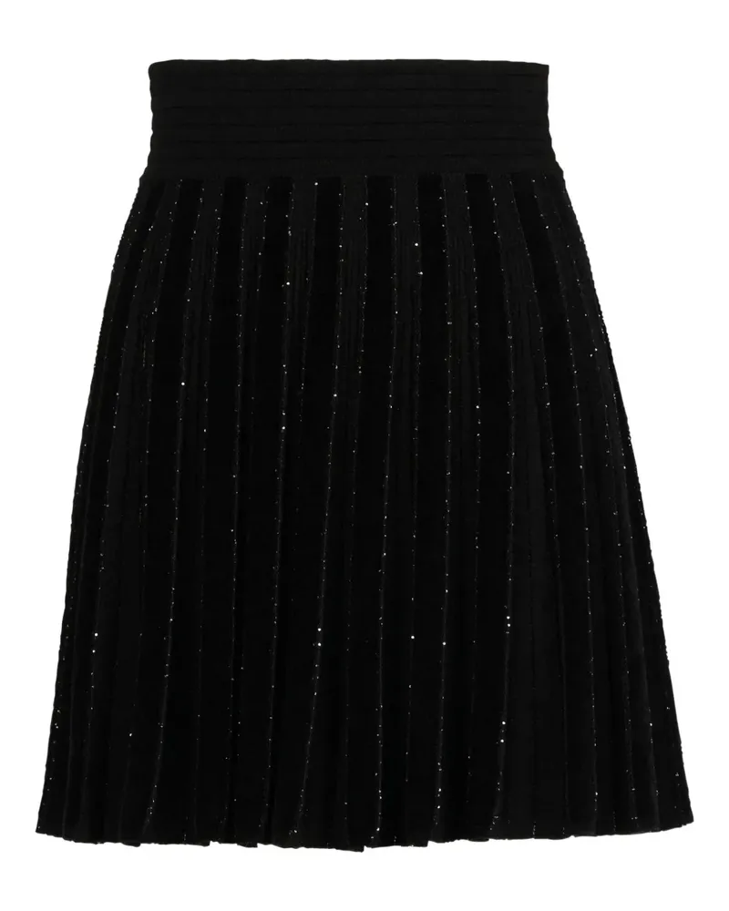 Balmain Falten-Midirock im Glitter-Look - Schwarz Schwarz