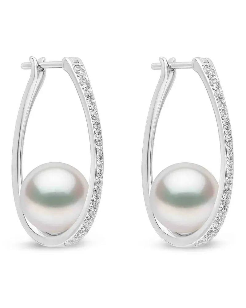 YOKO London Glitz South Sea Hängeohrringe mit Perlen und Diamanten - Silber Silber