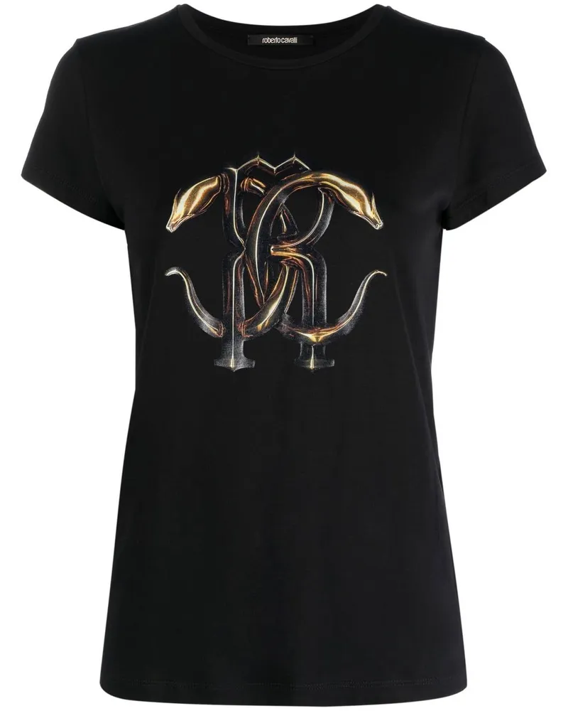 Roberto Cavalli T-Shirt mit Logo-Print Schwarz