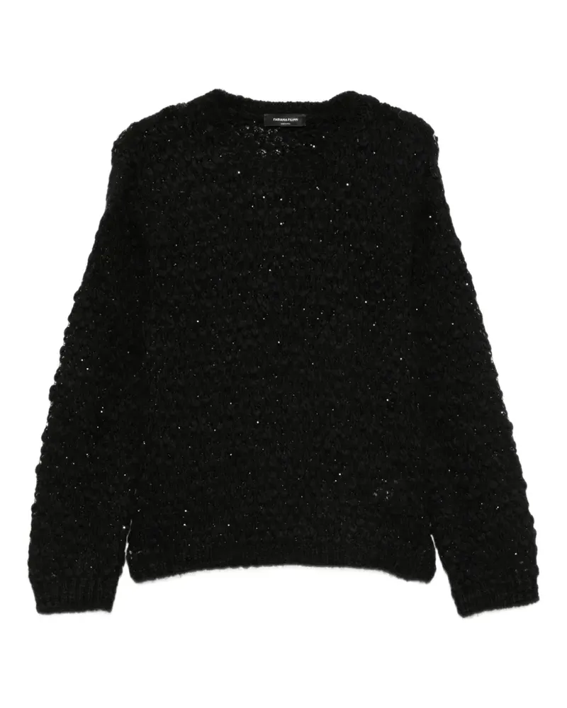 Fabiana Filippi Grob gestrickter Pullover mit Pailletten - Schwarz Schwarz