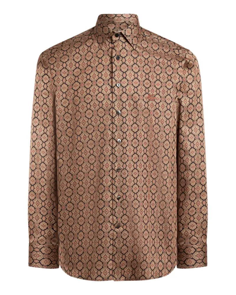 Etro cotton satin shirt with medallion motif - Schwarz Schwarz