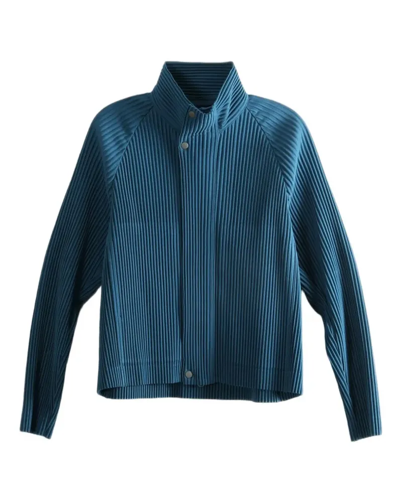 Issey Miyake Plissierte Jacke mit Stehkragen - Blau Blau
