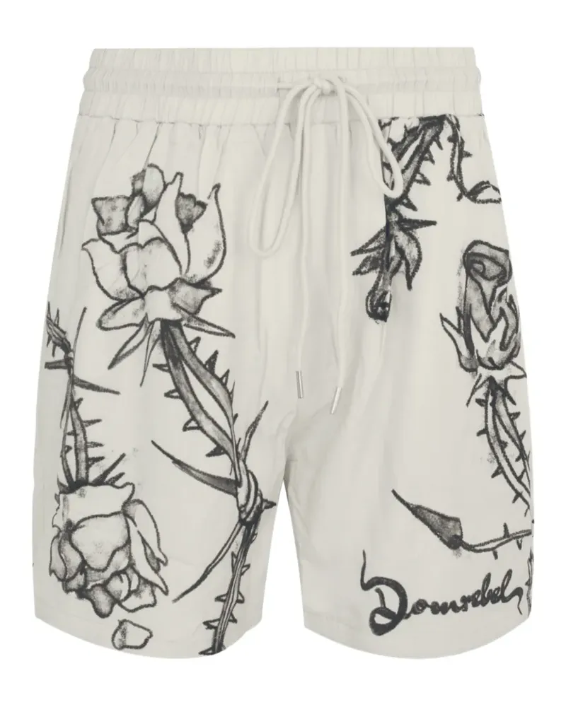 DOMREBEL graphic-print drawstring shorts - Nude Nude