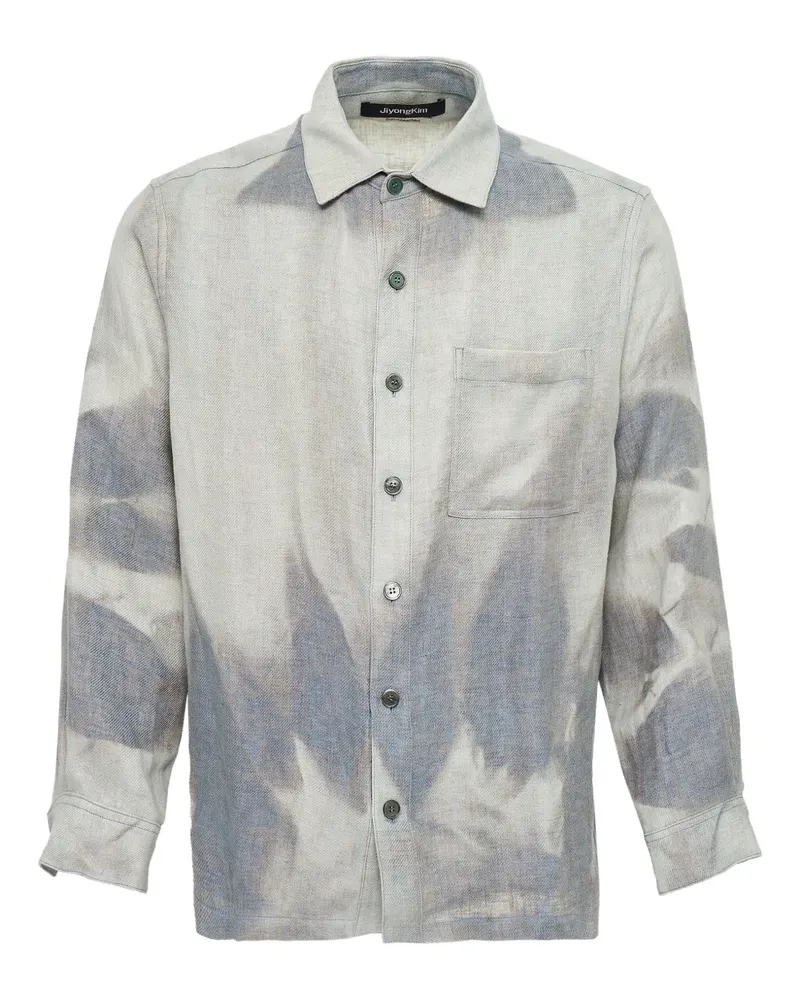 JiyongKim Leinenhemd mit Bleach-Effekt - Blau Blau