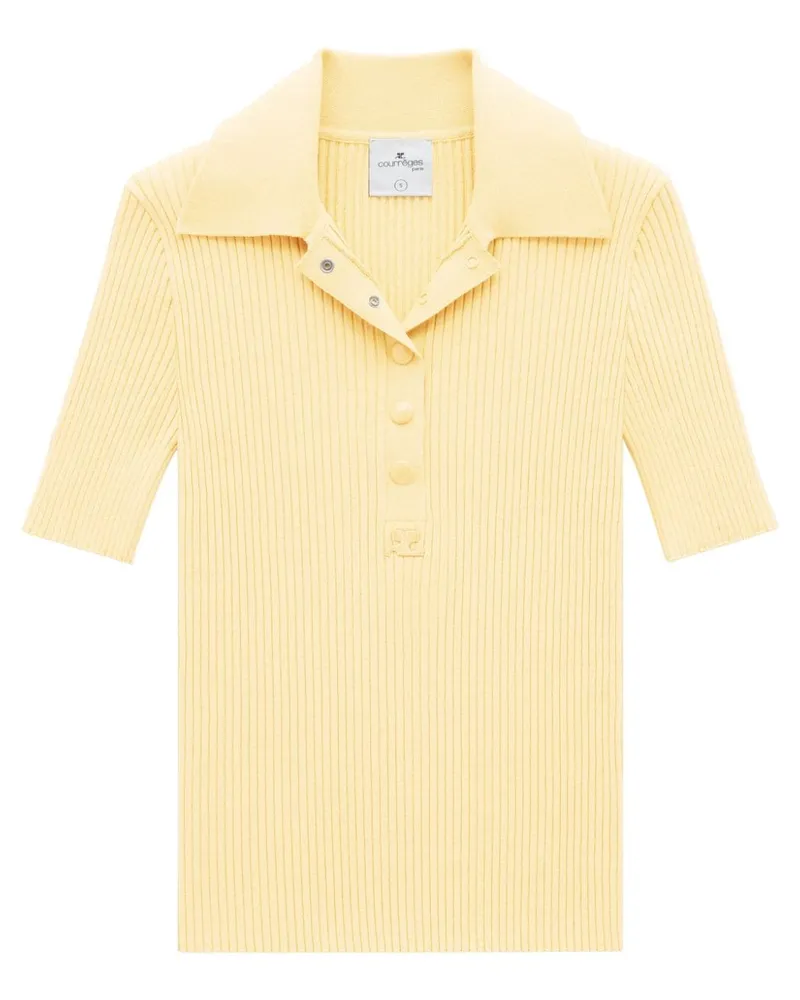 Courrèges AC Poloshirt aus geripptem Strick - Gelb Gelb