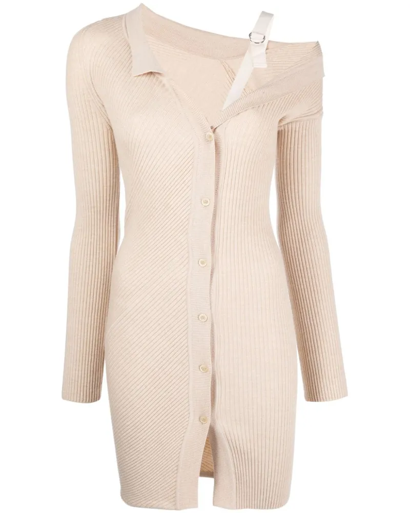 Jacquemus Geripptes Minikleid - Nude Nude