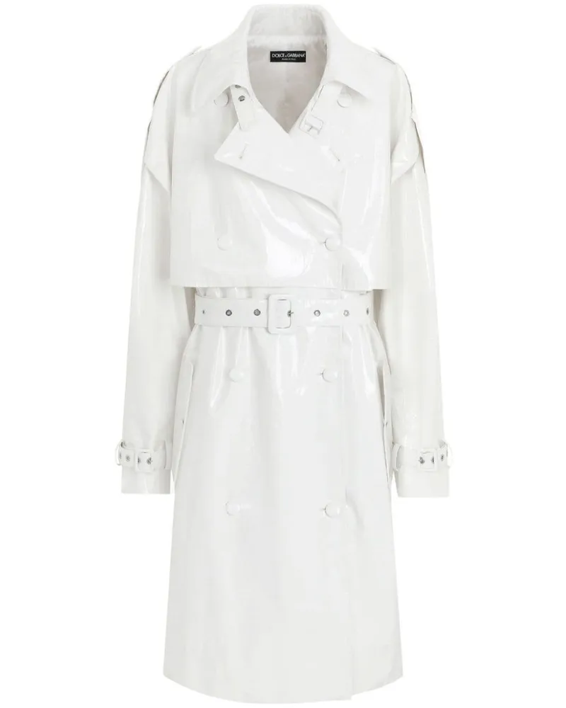 Dolce & Gabbana Gürtel-Trenchcoat mit Lack-Finish - Weiß Weiß