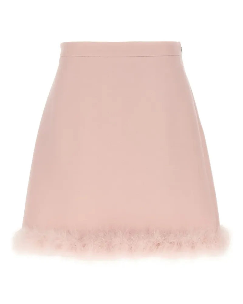Valentino Garavani concealed-fastening feather-trim mini skirt - Rosa Rosa