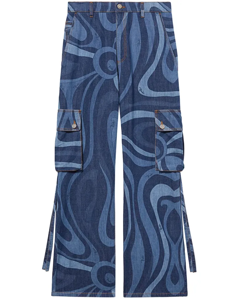 Emilio Pucci Cargo-Jeans mit Marmo-Print - Blau Blau